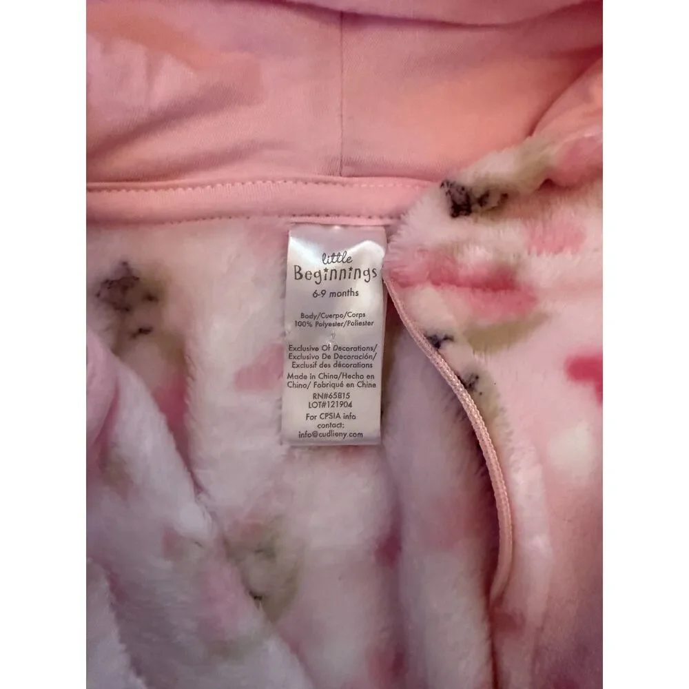Little Beginnings Fleece Bunting Suit for Infant Girl Size 6-9 months EUC